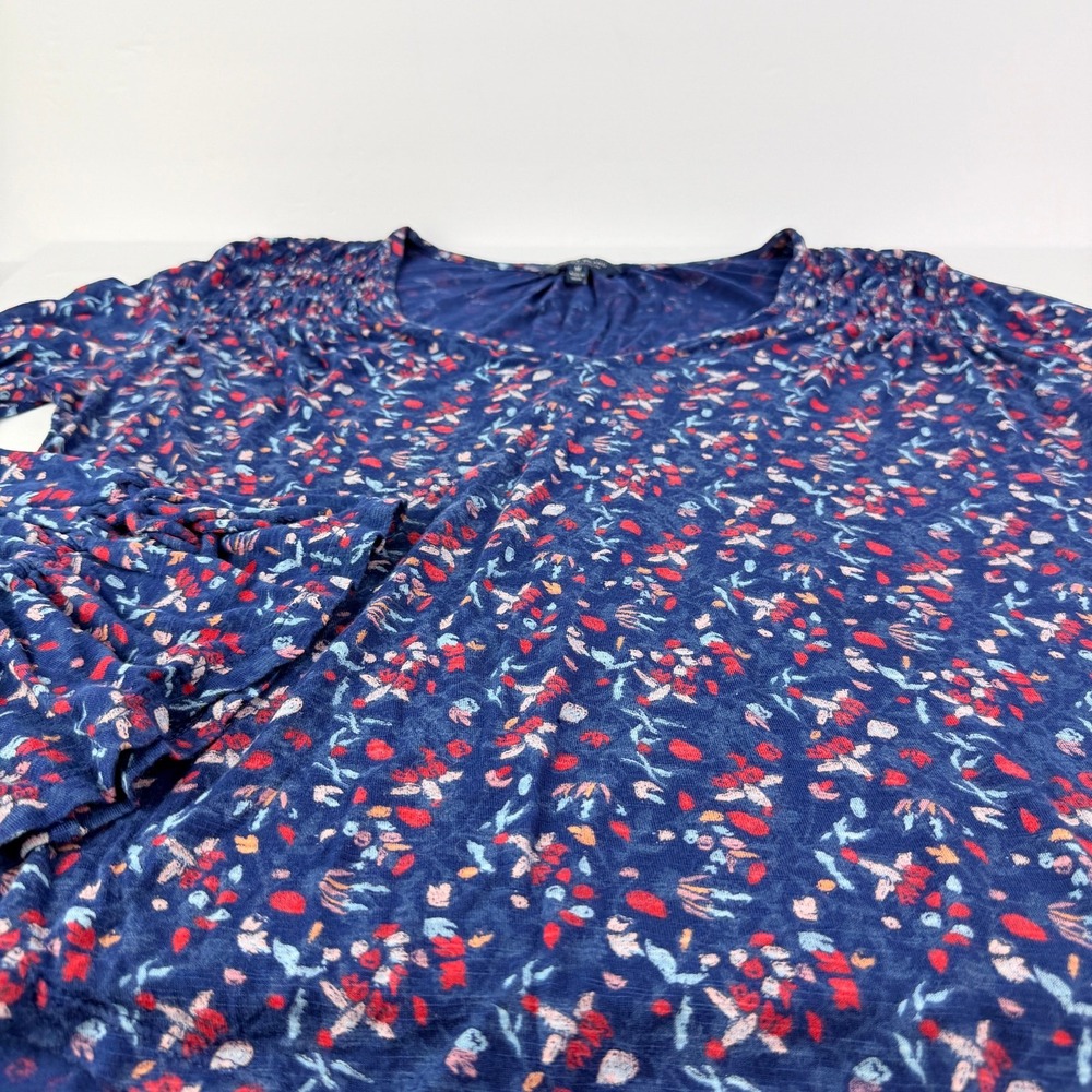 Lucky Brand V-neck Blue Floral Long sleeve Viscose Boho Country Western Top M - Picture 6 of 13